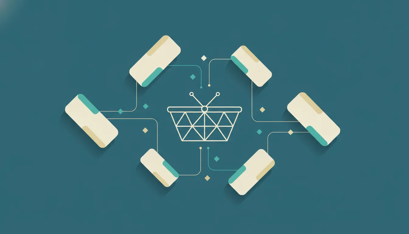 Panier stylisé symbolisant l'IA pour l'e-commerce