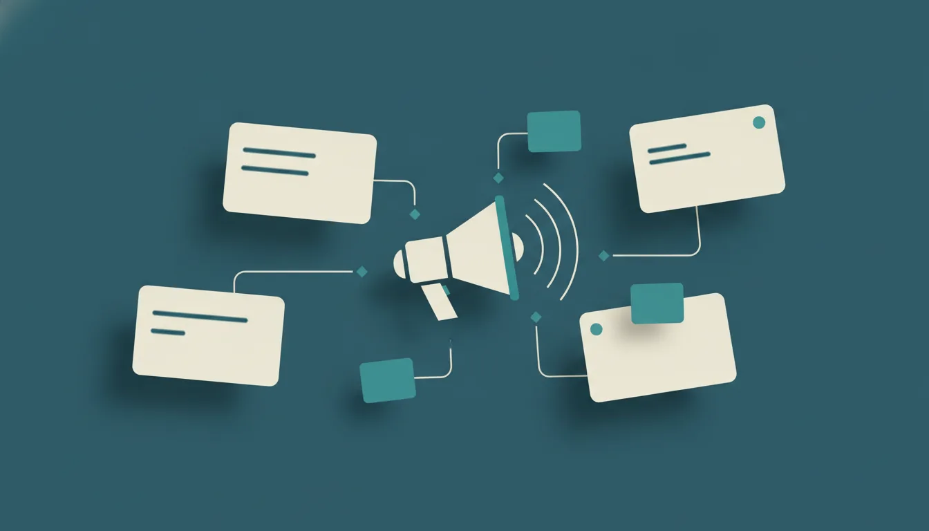 Mégaphone stylisé symbolisant l'IA en marketing digital